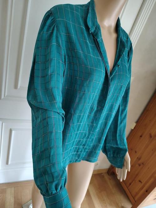 Mooie vintage appelblauwzeegroene blouse, Kleding | Dames, Blouses en Tunieken, Zo goed als nieuw, Maat 36 (S), Ophalen of Verzenden