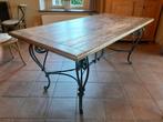 Tafel van massief eikenhout en smeedijzer, Huis en Inrichting, Ophalen, Zo goed als nieuw, Vijf personen of meer, Eikenhout