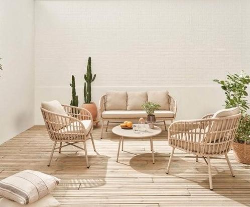 Loungeset van SweeeK Beige, Tuin en Terras, Tuinsets en Loungesets, Zo goed als nieuw, Loungeset, Bank, Ophalen