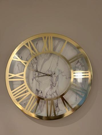 Wandklok witte marmer look, Enlèvement ou Envoi, Comme neuf, Horloge murale