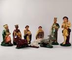 9 kerststal beelden. +-1930 kalkbeelden, Diversen, Kerst, Ophalen of Verzenden
