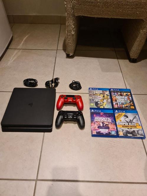 Playstation 4 Slim 1TB | 2 Controllers | 4 Games, Games en Spelcomputers, Spelcomputers | Sony PlayStation 4, Zo goed als nieuw