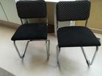 2 stoelen - bekleed met stof op zitting en rugleuning, Gebruikt, Ophalen of Verzenden, Hout