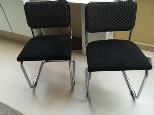 2 stoelen - bekleed met stof op zitting en rugleuning, Maison & Meubles, Chaises, Utilisé, Bois, Tissus, Enlèvement ou Envoi