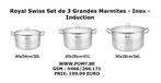 Set de 3 Grandes Marmites, Inox, Induction, Neuf, Ophalen of Verzenden, Nieuw, Overige typen