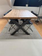 Eiken stroken eettafel, Huis en Inrichting, Tafels | Eettafels, Ophalen, Gebruikt, 100 tot 150 cm, Eikenhout