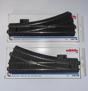 Märklin lot d'aiguillages à droite 24612 et à gauche 24611  beschikbaar voor biedingen