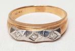 Ring 14kt goud diamant Art Deco., Handtassen en Accessoires, Antieke sieraden, Ophalen of Verzenden, Goud, Ring, Met edelsteen