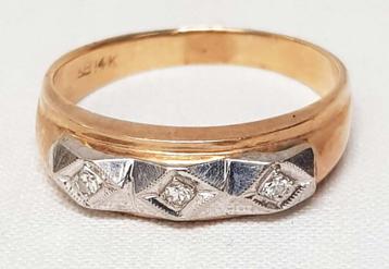 Ring 14kt goud diamant Art Deco. beschikbaar voor biedingen