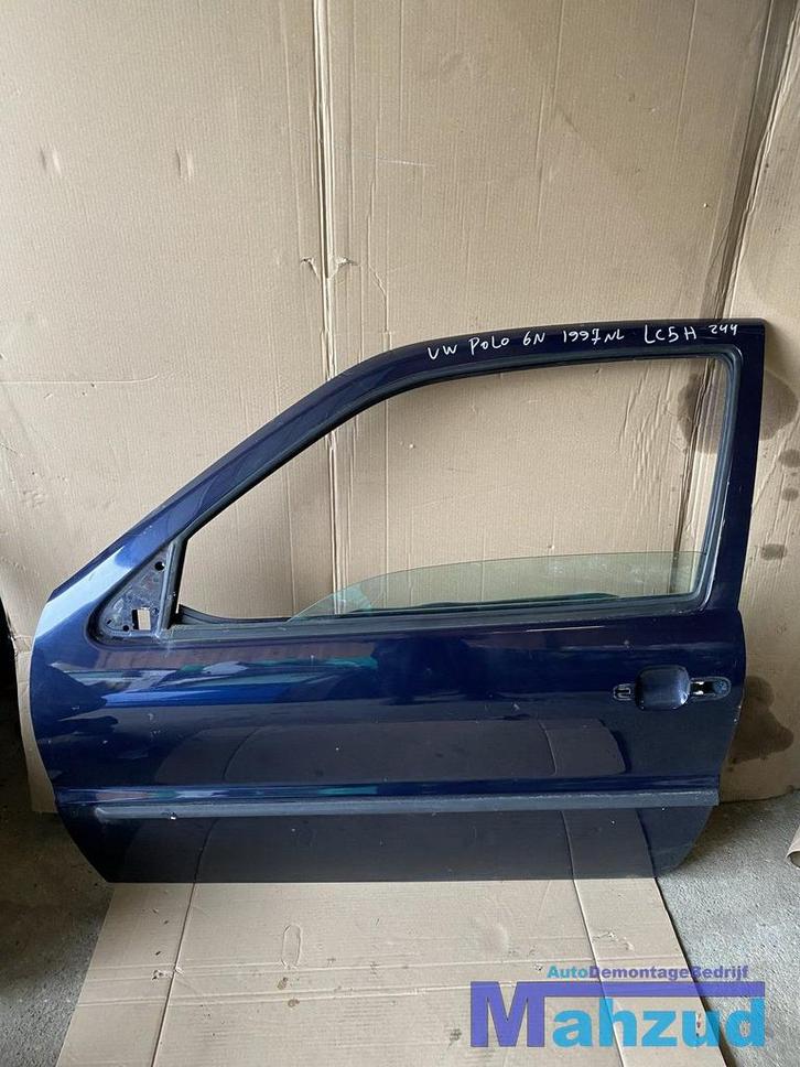 VW POLO 6N BLAUW LC5H linker deur portier, Auto-onderdelen, Carrosserie, Deur, Volkswagen, Gebruikt, Ophalen of Verzenden