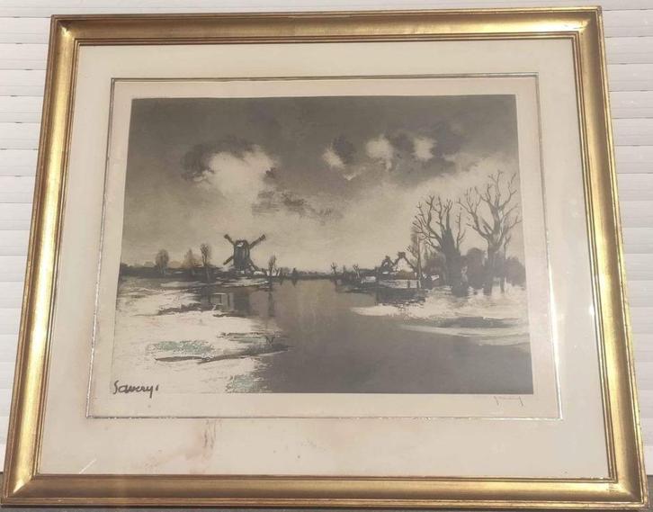 gravure apres saverys signe roger hebbelinck, Antiek en Kunst, Kunst | Etsen en Gravures, Ophalen of Verzenden