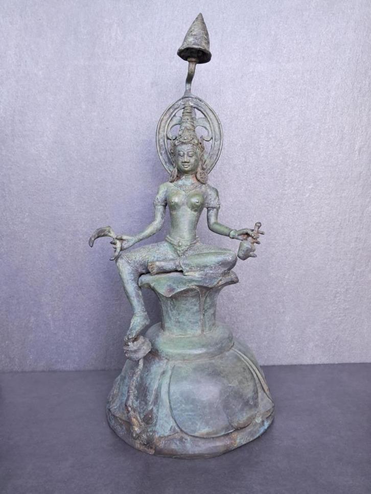 Bronzen beeld van de godin Sri/Lakshmi/Azië/Indonesië, Huis en Inrichting, Woonaccessoires | Boeddhabeelden, Nieuw, Ophalen of Verzenden