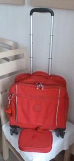 Kipling ensemble trolley 8 roues 360  et Gd plumier +singes, Enlèvement ou Envoi, Utilisé, Porte-documents ou Cartable, 40 à 50 cm