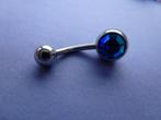 piercing met bol met blauw kristal, Handtassen en Accessoires, Piercings, Overige materialen, Gebruikt, Ophalen of Verzenden, Navelpiercing