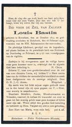 Bp. Bastin Louis. ° Rotselaer 1874 † Holsbeek 1936, Verzamelen, Bidprentjes en Rouwkaarten, Ophalen of Verzenden, Bidprentje