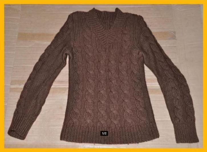 Dikke Warme Kabeltrui - Bruin *** Zelfgebreid ***, Kleding | Heren, Truien en Vesten, Bruin, Ophalen of Verzenden