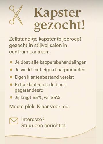 Zelfstandige Kapster in bijberoep beschikbaar voor biedingen