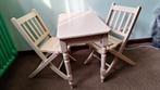 Kindertafel en stoelen (vintage dinettespeelgoed), Ophalen, Gebruikt, Inklapstoel
