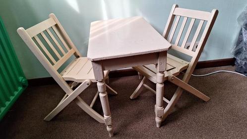 Kindertafel en stoelen (vintage dinettespeelgoed), Kinderen en Baby's, Kinderstoelen, Gebruikt, Inklapstoel, Ophalen