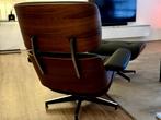 Lounge Chair en Ottoman XL Walnoot zwart leder - Outlet -, Metaal, Nieuw, Minder dan 75 cm, 50 tot 75 cm