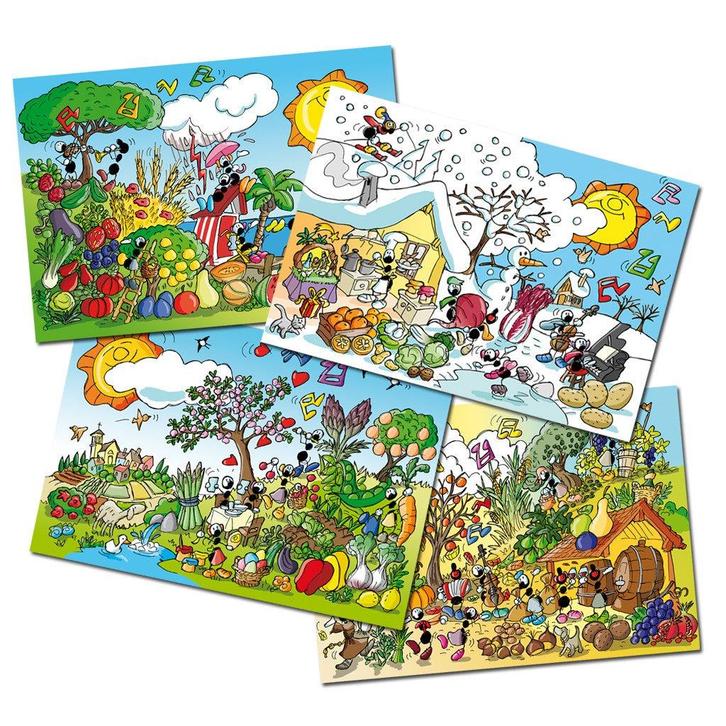 2 seizoenen kinderpuzzel: lente,herfst., Hobby en Vrije tijd, Denksport en Puzzels, Zo goed als nieuw, Legpuzzel, Minder dan 500 stukjes