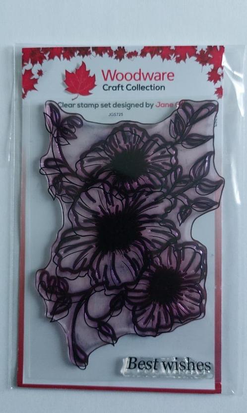 Clear Stamp Woodware JGS725 Petal Trio, Hobby en Vrije tijd, Stempelen, Zo goed als nieuw, Clearstamp, Ophalen of Verzenden