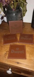 Brasseriebier met 4 leren onderzetters van Duvel, Verzamelen, Ophalen of Verzenden, Viltje(s), Duvel