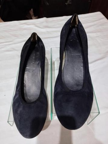 Escarpins compensés EXIT en daim bleu taille 41, Comme neuf, Bleu, Escarpins