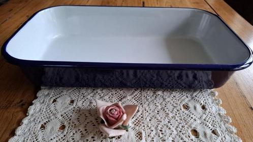 Vintage donkerblauwe emaille braadslede / ovenschaal, Antiek en Kunst, Curiosa en Brocante, Ophalen of Verzenden