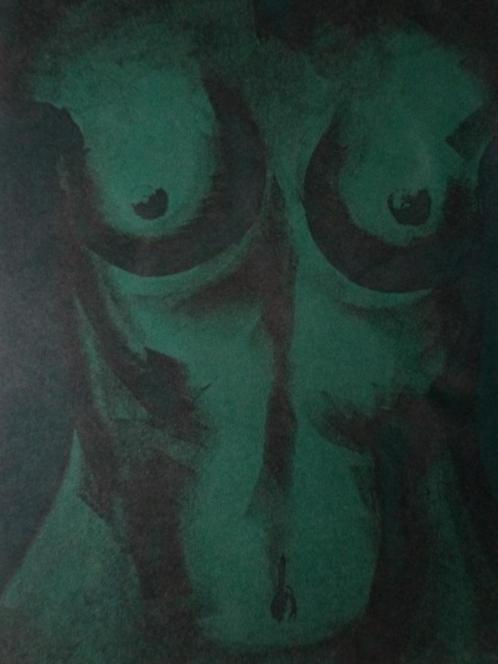 litho Paul Verbeeck Torso van naakte vrouw in het groen, Antiquités & Art, Art | Lithographies & Sérigraphies, Enlèvement ou Envoi
