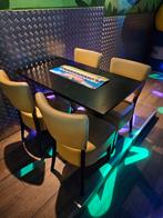 Tafel met metalen voet ( 5 stuks), Huis en Inrichting, Tafels | Bijzettafels, Ophalen, Gebruikt, 60 cm of meer, Rechthoekig