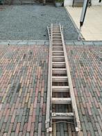 Houten ladder 3 delen van 17 treden, Doe-het-zelf en Bouw, Ladders en Trappen, Ophalen, Gebruikt, Ladder