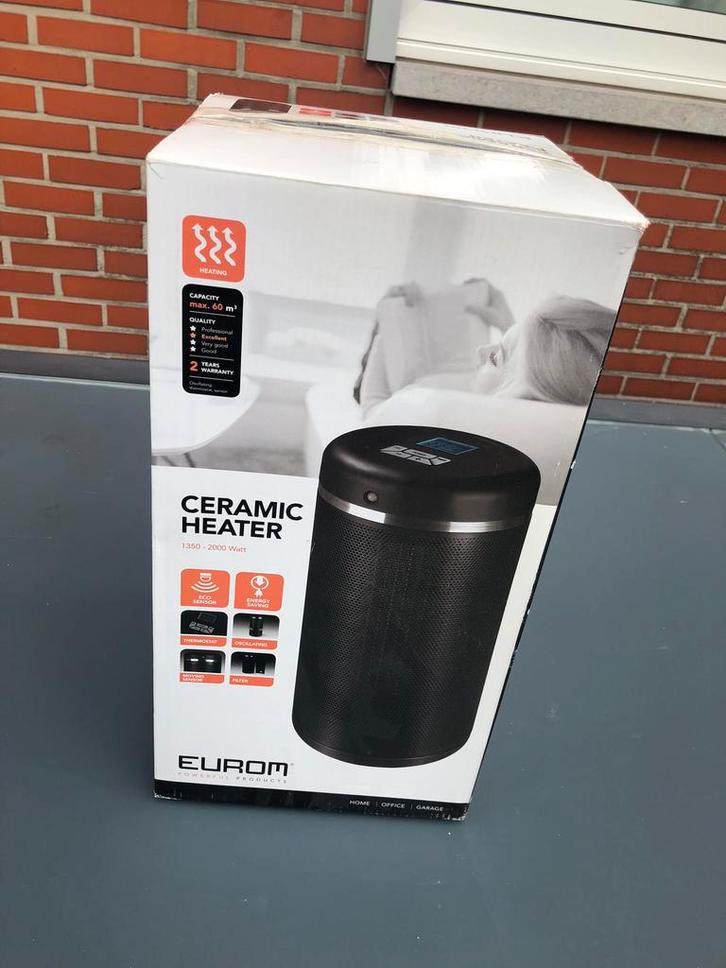 Radiateur céramique brun Eurom C.U. 2000, Electroménager, Climatiseurs, Comme neuf, Ventilateur de Table ou au Sol, Moins de 60 m³