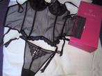 LINGERIE - SET. TOP VAN BAMBOE - BUSTIER - STRING - BRETELS, Setje, Zwart, Verzenden, Cristina davo