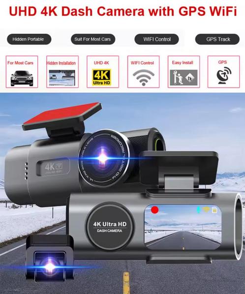 4K Dashcam met nachtzicht, GPS en Wi-Fiq, Audio, Tv en Foto, Videocamera's Analoog, Camera, Ophalen