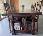 Tafel en stoelen, Huis en Inrichting, Tafels | Eettafels, Ophalen, Gebruikt, Eikenhout, 200 cm of meer
