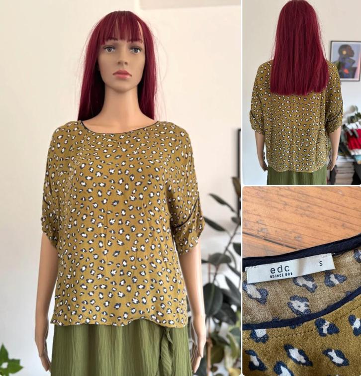 Light and comfy blouse Edc Esprit leopard print (size S/M), Kleding | Dames, Blouses en Tunieken, Gedragen, Maat 38/40 (M), Groen