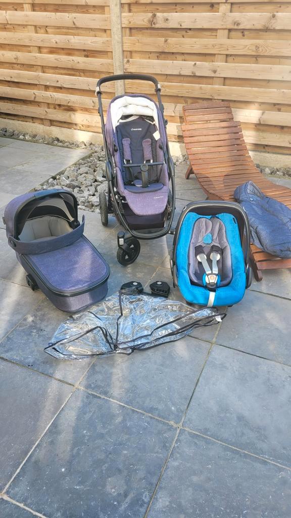 Buggy/maxi-cosi/reiswieg en toebehoren, Enfants & Bébés, Buggys, Utilisé, Maxi-Cosi, Protection de pluie, Dossier réglable, Couverture pieds
