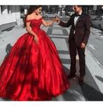 Robe de mariée à épaules dénudées Sweetheart de bal en satin, Enlèvement ou Envoi, Neuf, Rouge, Robe de mariée