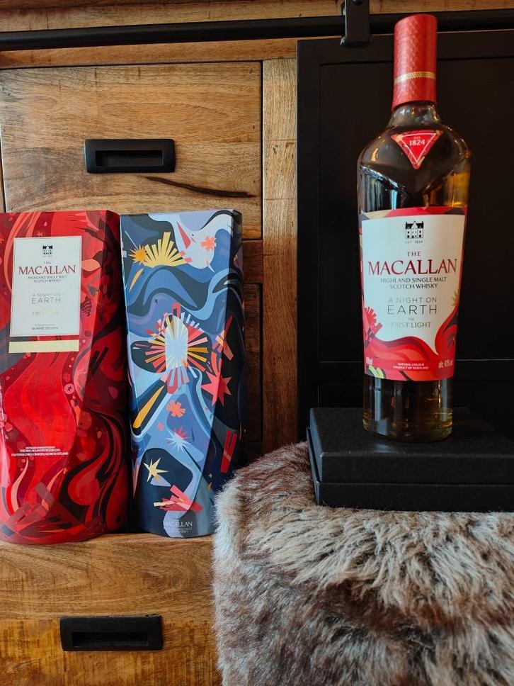 Macallan "A Night On Earth" (5 fles) '21-'22-'23-'24 en 2025, Verzamelen, Wijnen, Nieuw, Overige typen, Overige gebieden, Vol