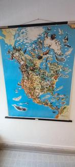 Cartes scolaires Amérique du Nord et du sud.120x90cm, Antiek en Kunst, Antiek | Schoolplaten, Ophalen of Verzenden