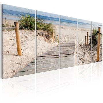 5 Delig schilderij op canvas Noordzee Strand 240 x 90 cm