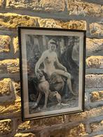 Antieke prent in lijst – “Diana” (J. Hubert-Sourcouf), Antiek en Kunst, Ophalen of Verzenden
