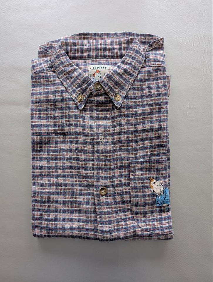 👕 Shirt van Kuifje — 14 jaar — 100% katoen — Uitstekende co, Kleding | Heren, Overhemden, Zo goed als nieuw, Ophalen of Verzenden