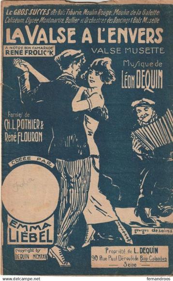 LA VALSE A L ENVERS VALSE MUSETTE MAM'ZELLE MIDINETTE ONE -, Musique & Instruments, Enlèvement ou Envoi, Utilisé, Thème
