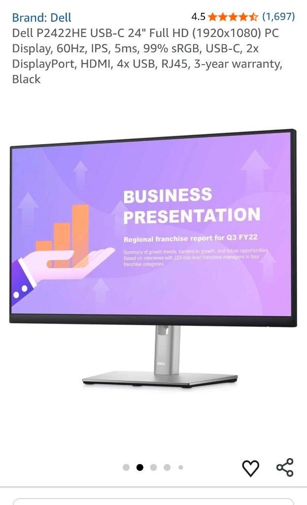 DELL 24 inch Monitor (pristine cond), Computers en Software, Monitoren, Zo goed als nieuw, 60 Hz of minder, DisplayPort, HDMI