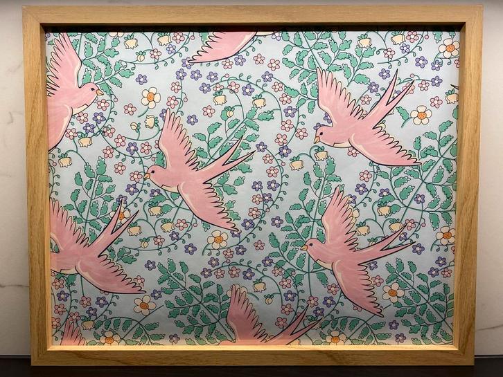 Roze Vogels 50x40 (nieuw), Huis en Inrichting, Woonaccessoires | Lijsten, Nieuw, Hout, Ophalen of Verzenden