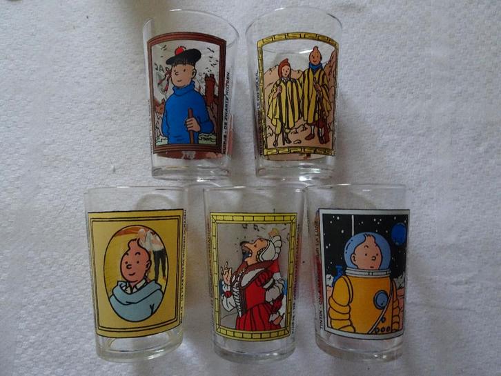 Tintin Amora-glas uit 1994 - 5 modellen, Verzamelen, Glas en Drinkglazen, Zo goed als nieuw, Waterglas, Ophalen of Verzenden