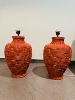 2 Grote Tafellamp Voeten - Terracotta/Warm Oranje Keramiek, Ophalen, Zo goed als nieuw