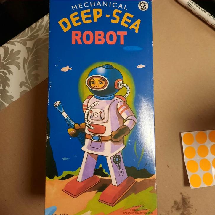 Robot mécanique, ça marche ! En fer. Emballage d'origine, Collections, Cartes à jouer, Jokers & Jeux des sept familles, Enlèvement ou Envoi